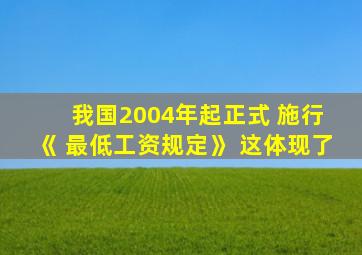 我国2004年起正式 施行 《 最低工资规定》 这体现了